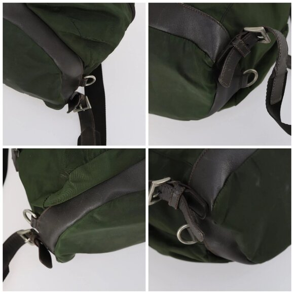 PRADA Backpack Nylon Khaki Silver Auth bs29914